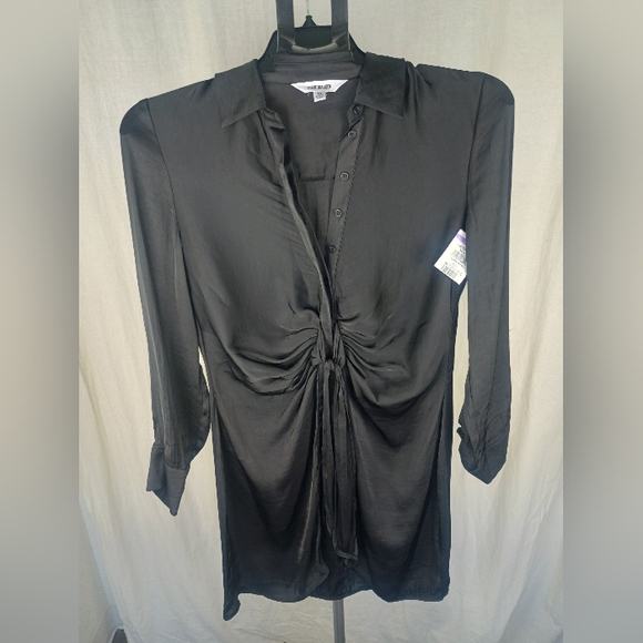 Steve Madden Tie Curious Long Sleeve Shirt Dress Black Size Medium 6 - 8 NWT - Picture 5 of 12